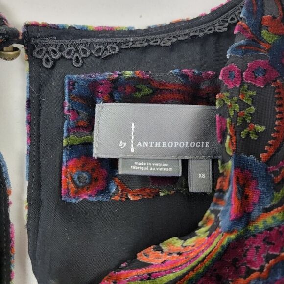 Anthropologie Mona Burnout Velvet Mini Dress Boho Paisley Bohemian Womens Sz XS - Picture 11 of 16